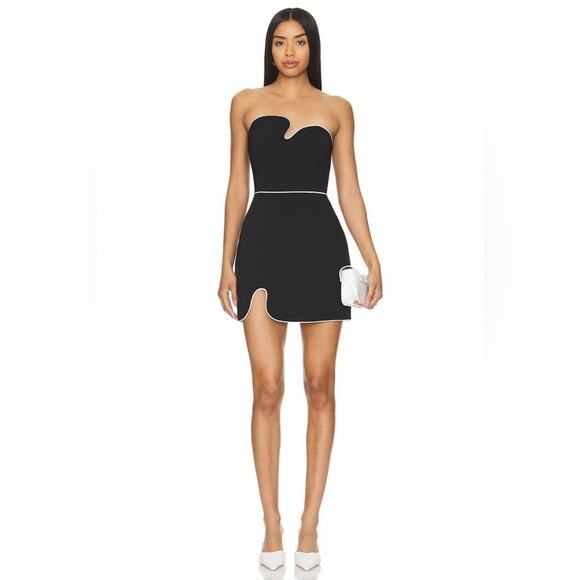 Amanda Uprichard Strapless Puzzle Mini Dress Black / White XL - Picture 1 of 9
